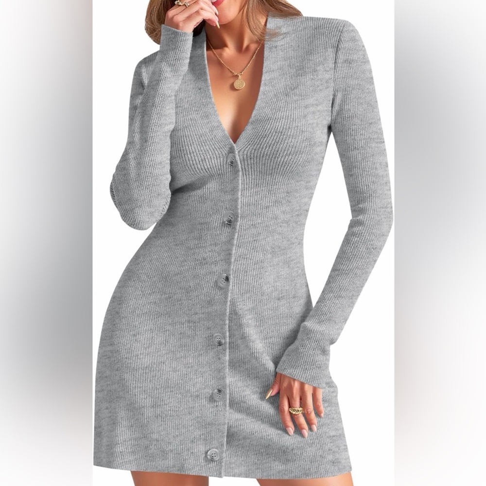 🆕Deep V Neck Sweater Dress